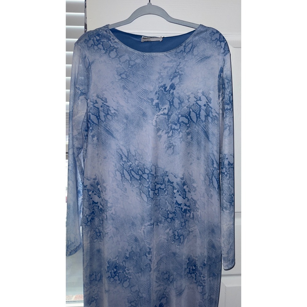 NWT Rita Ora x Primark Womens XL Blue Snakeskin Print Mesh Maxi Dress - Picture 4 of 8
